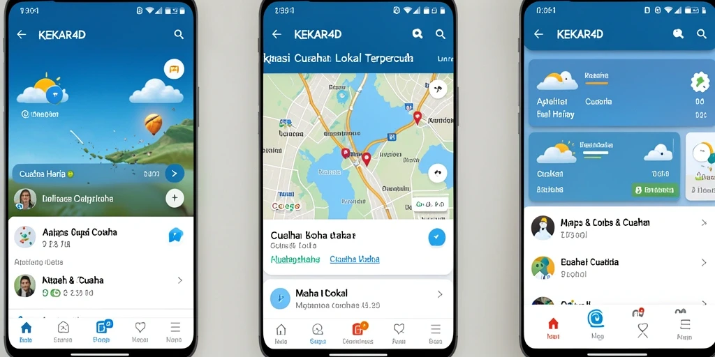 Tampilan antarmuka aplikasi KEKAR4D menampilkan informasi cuaca lokal secara jelas.