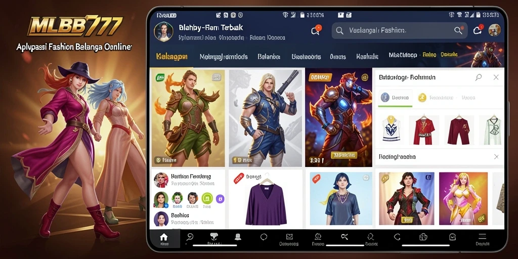 Tampilan antarmuka MLBB777 yang menarik untuk berbelanja Fashion.