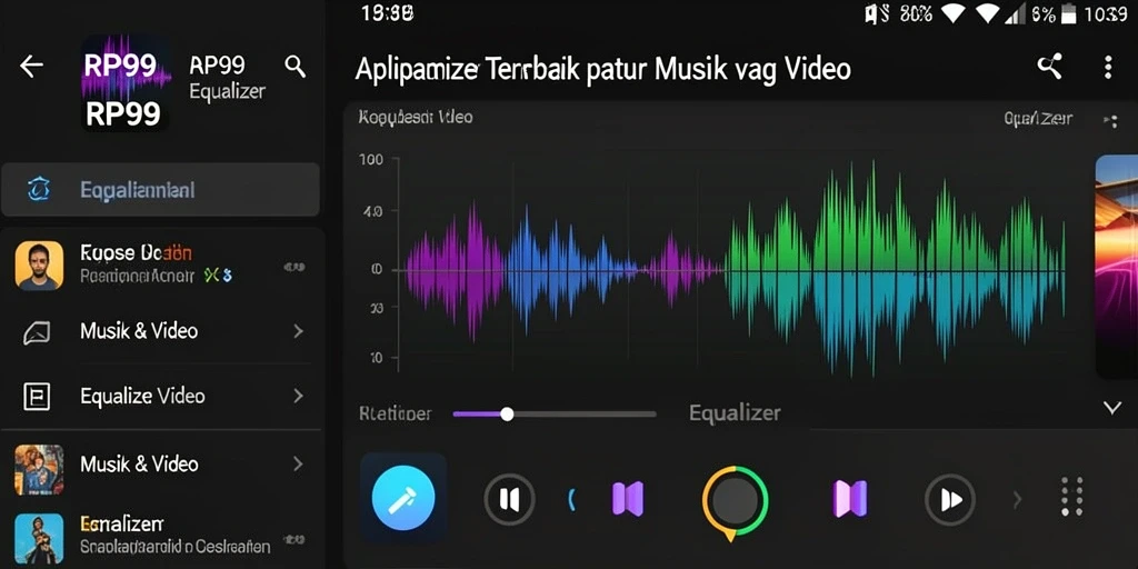 Antarmuka aplikasi RP99 dengan pengaturan equalizer yang intuitif dan mudah dipahami.