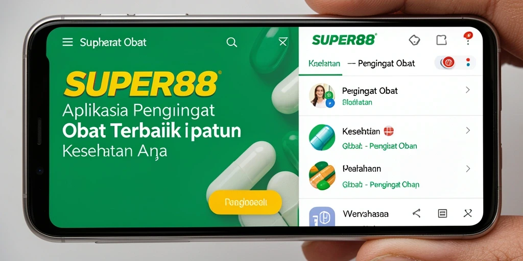 Antarmuka aplikasi Pengingat Obat SUPER88 yang sederhana dan efektif.