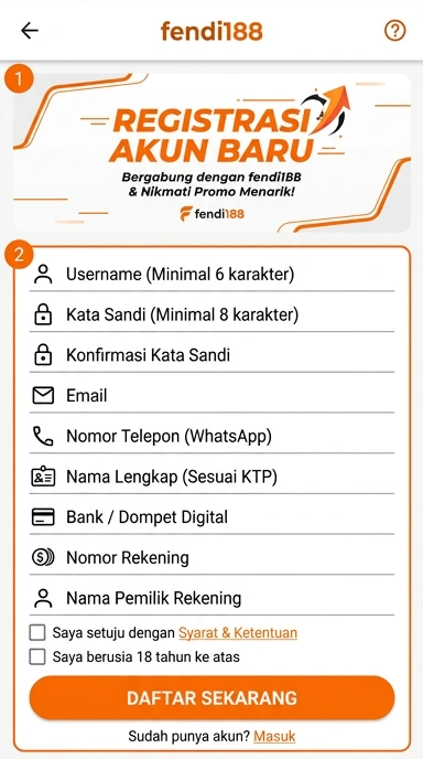 Panduan Registrasi Akun Baru fendi188 untuk Android